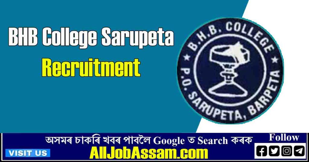 BHB College Sarupeta Recruitment 2023: Apply for Assistant Professor Vacancy