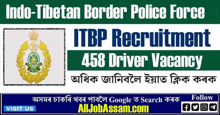 ITBP Driver Recruitment 2023 Notification OUT for 458 Posts, Check Details Here